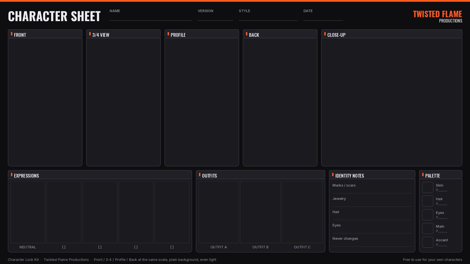 Blank character sheet template